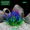 Plantes aquatiques artificielles violettes avec des accents bleus et magenta sur une surface de roche.