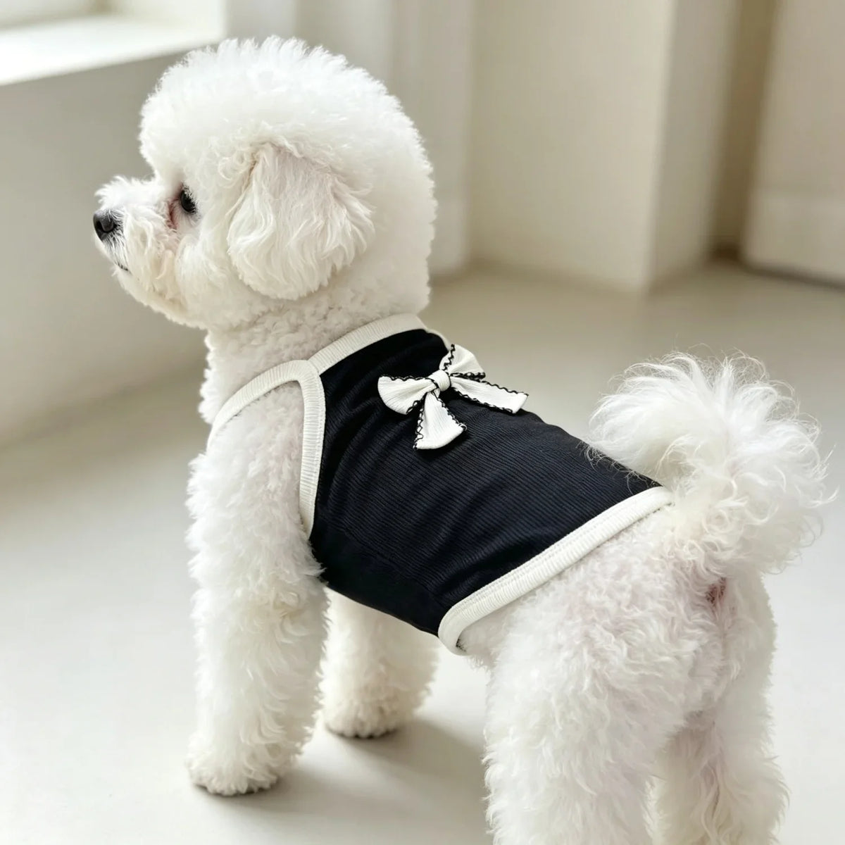 Ribbed Sleeveless Pet Vest with Bow Knot for Small Dogs and Cats