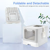 Foldable Cat Litter Box with Front Entry, Top Exit, and Drawer Tray