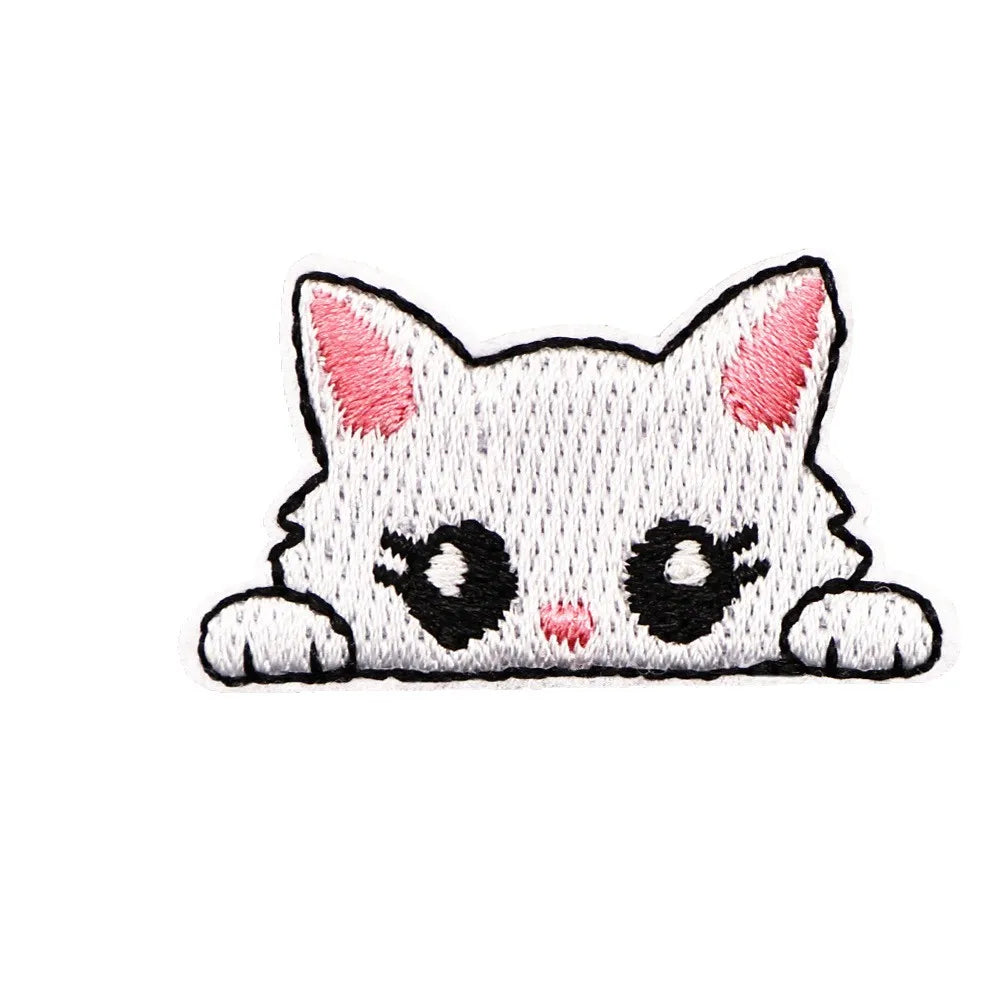 Cat Embroidered Iron-On Patch – Cute Pocket-Sized Appliqué for Clothing & Crafts