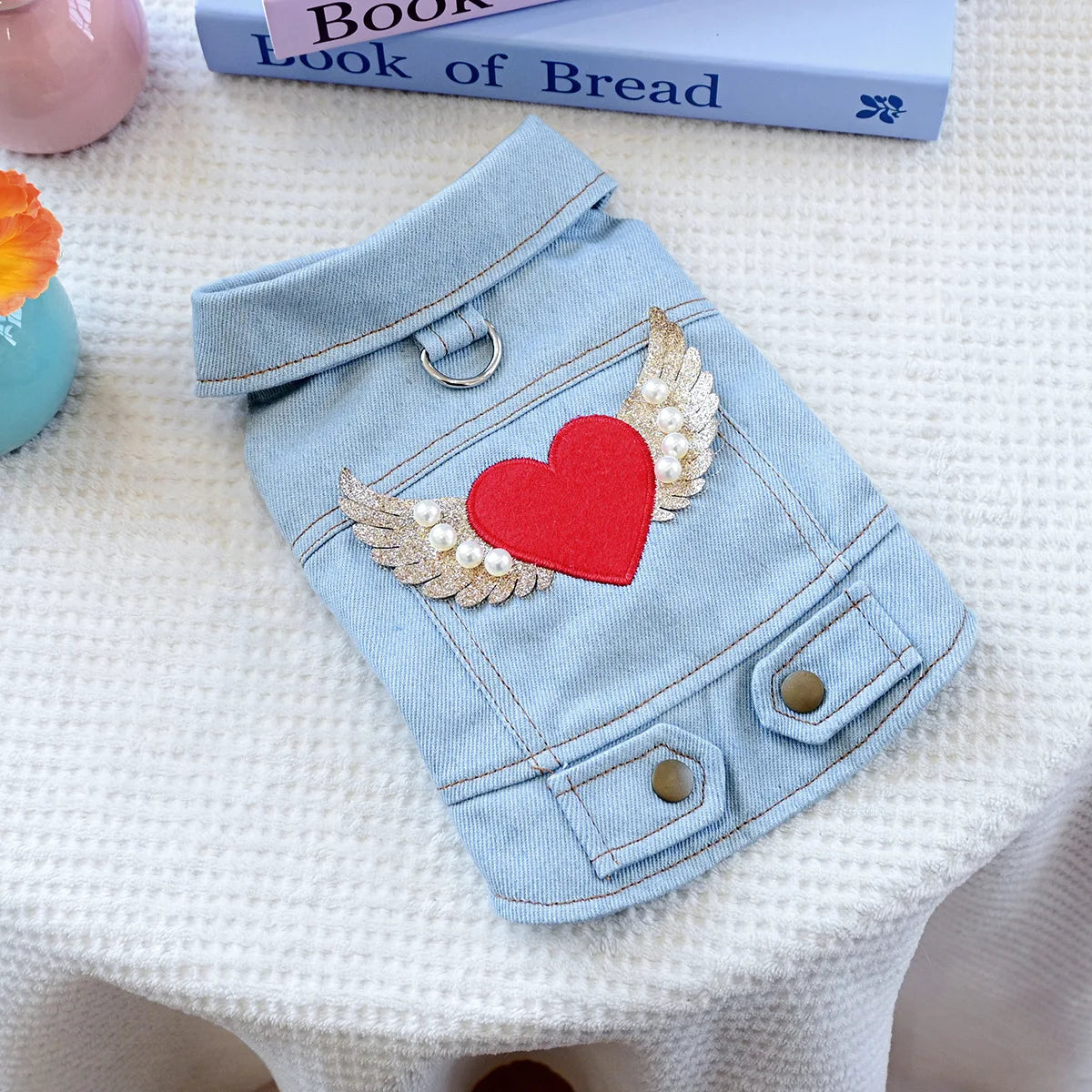 Charming Denim Jacket for Small Dogs with Playful Prints