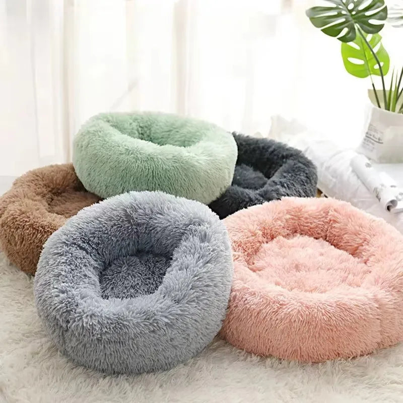 Lit pour animaux en peluche rayé et douillet