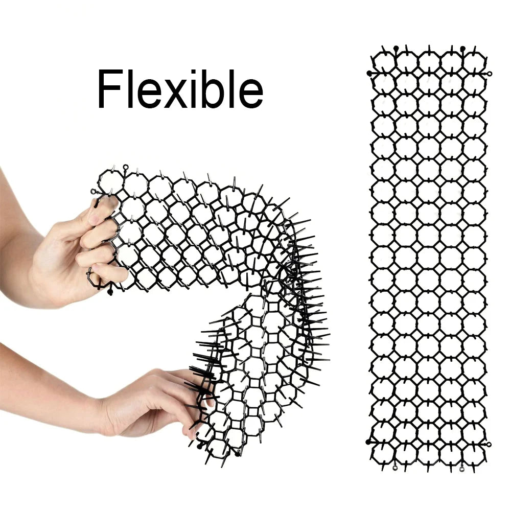 Flexible black cat repellent mat with spikes for indoor and outdoor use