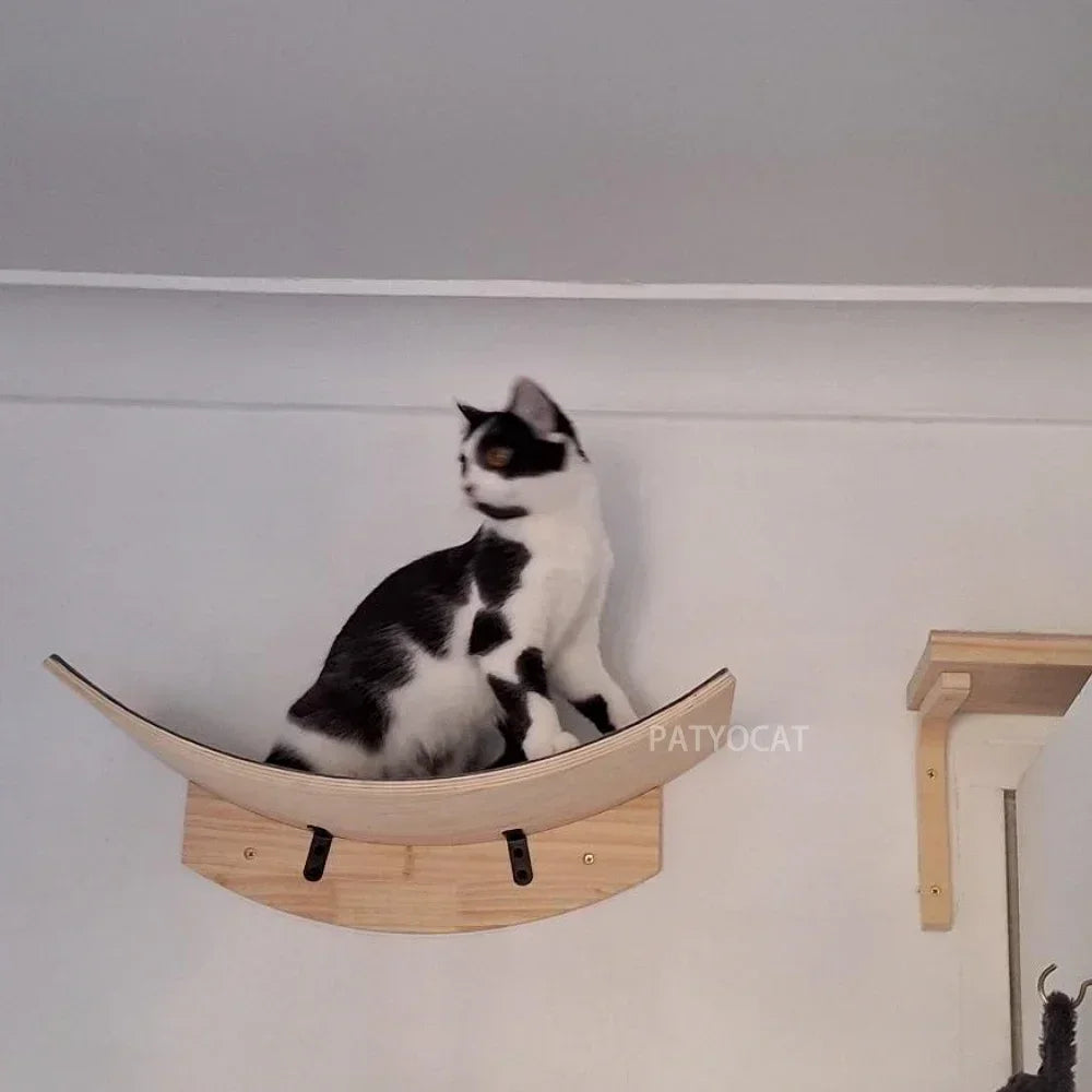 Wall-Mounted Cat Hammock and Climbing Stairs with Scratcher