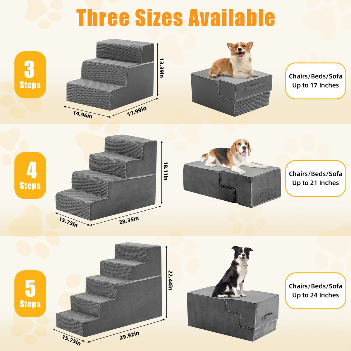 Non-Slip Foam Dog Stairs for Small & Medium Pets