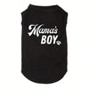Black pet vest for dogs and cats with white text reading Mama's Boy