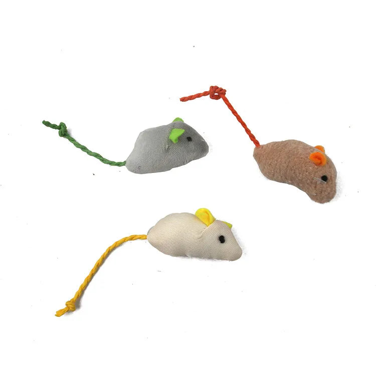 Rattle Cat Mouse Toys with Catnip - Faux Fur Interactive Cat Toys