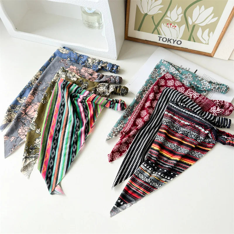 Boho Floral Print Cotton Triangle Hair Bandanas