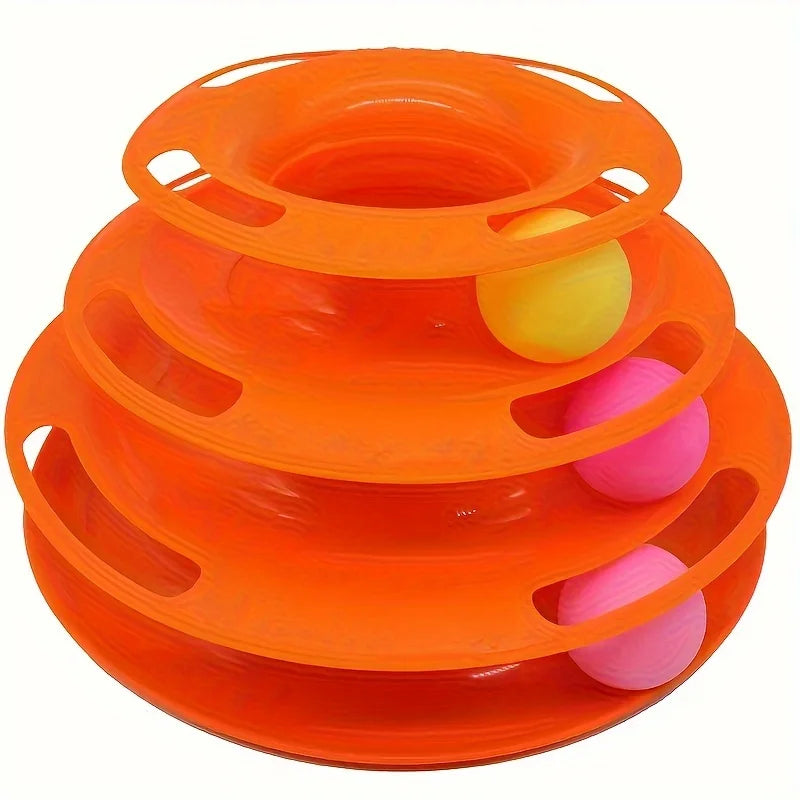 Three Layer Interactive Cat Toy Tower with Colorful Balls