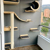 Wall-Mounted Cat Climbing Shelves with Hammock and Scratching Post