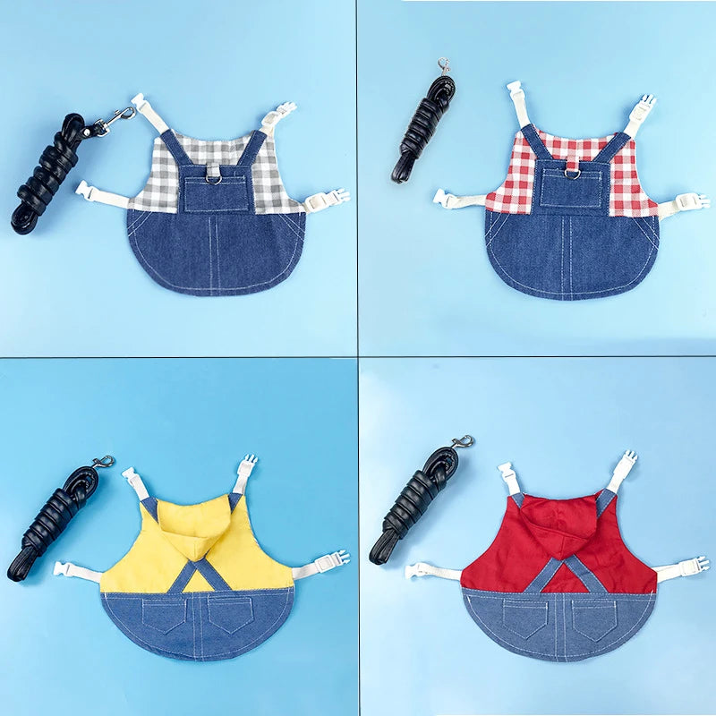 Costume lapin lapin en denim pour petits animaux, avec gilet et oreilles