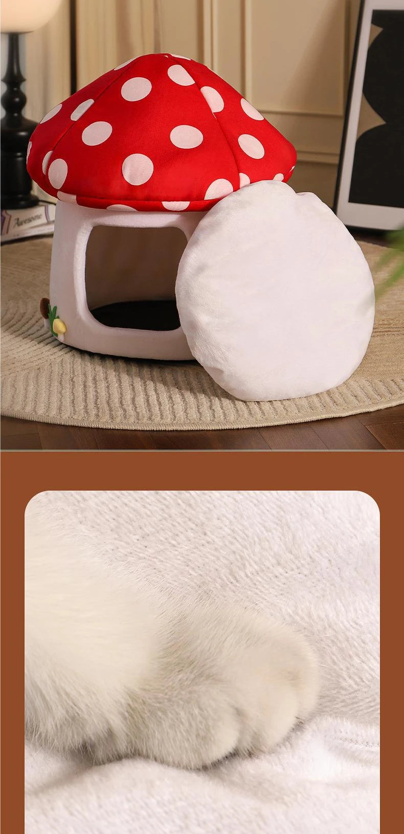 Half-Enclosed Mushroom Cat Bed