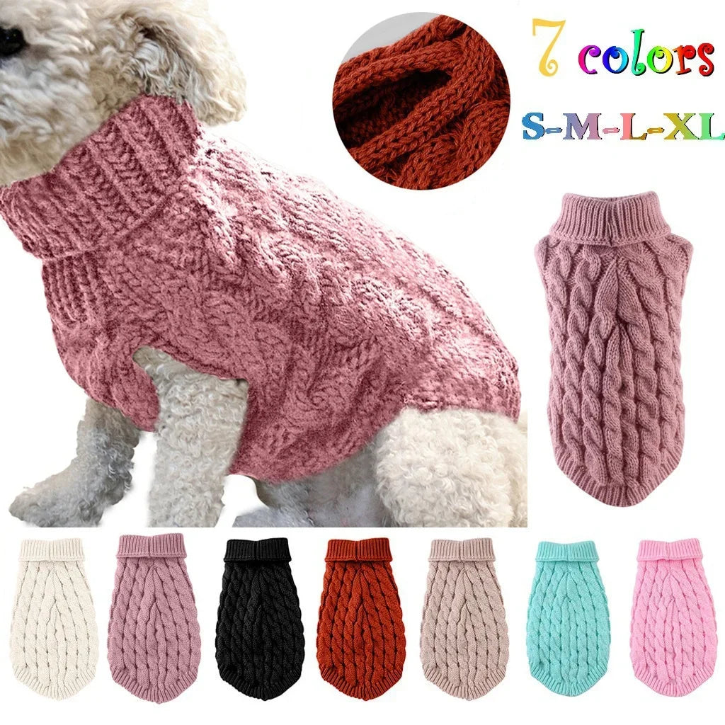 Classic Knitted Turtleneck Sweater for Small Dogs and Cats