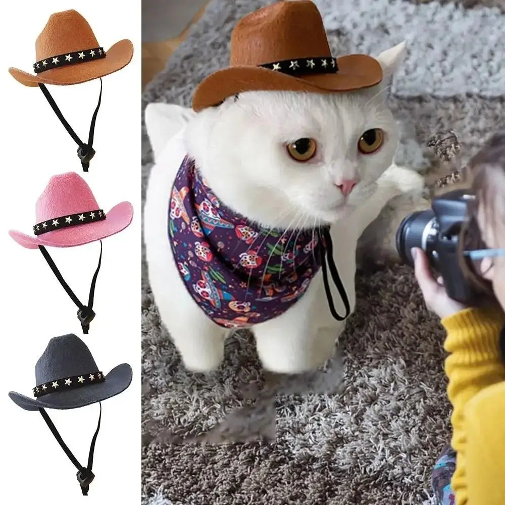 Adjustable Pet Cowboy Hat for Small Dogs and Cats