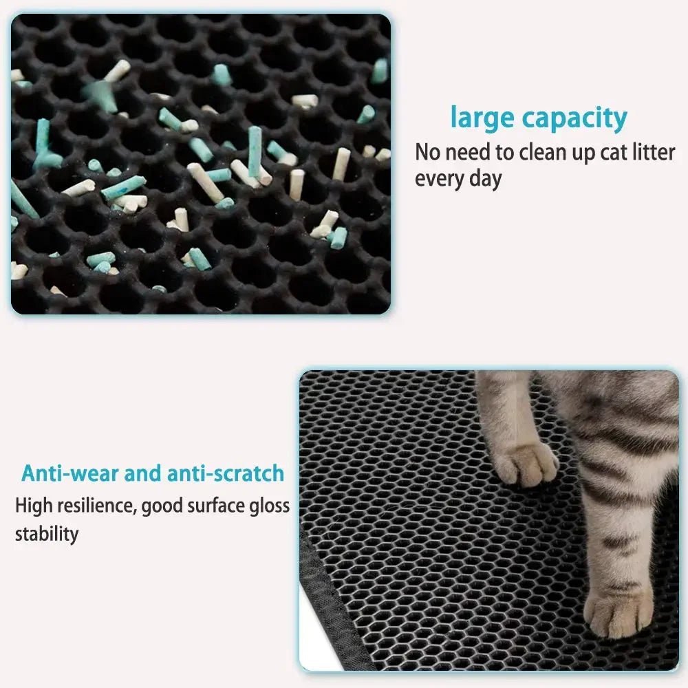 Double-Layer Waterproof Cat Litter Mat with Non-Slip Base
