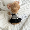 Striped Bow Accent Dog Dress with Flutter Sleeves for Small Breeds