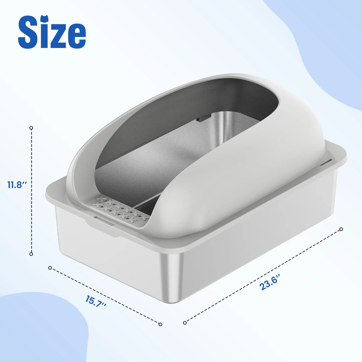 Stainless Steel Cat Litter Box with Lid, High-Sided, Extra Large