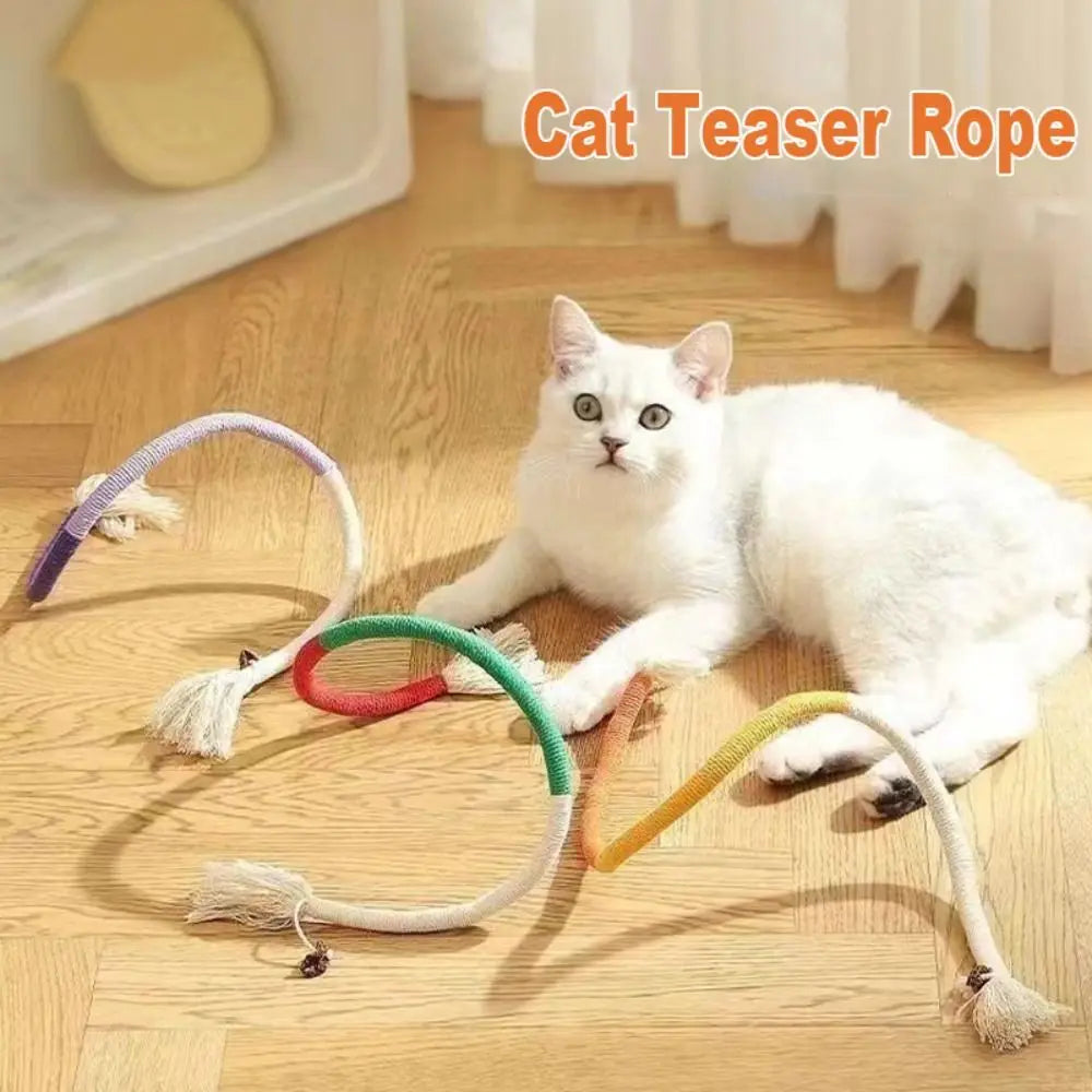 Interactive Cotton Rope Cat Teaser Toy, Bite-Resistant Play Wand