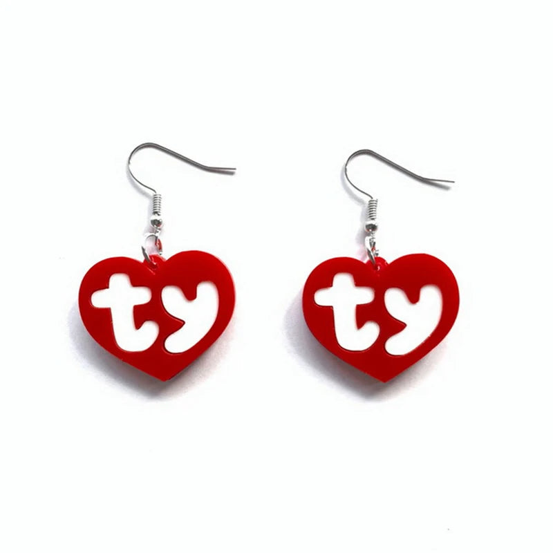 Acrylic Heart Drop Earrings with Letter Pendant