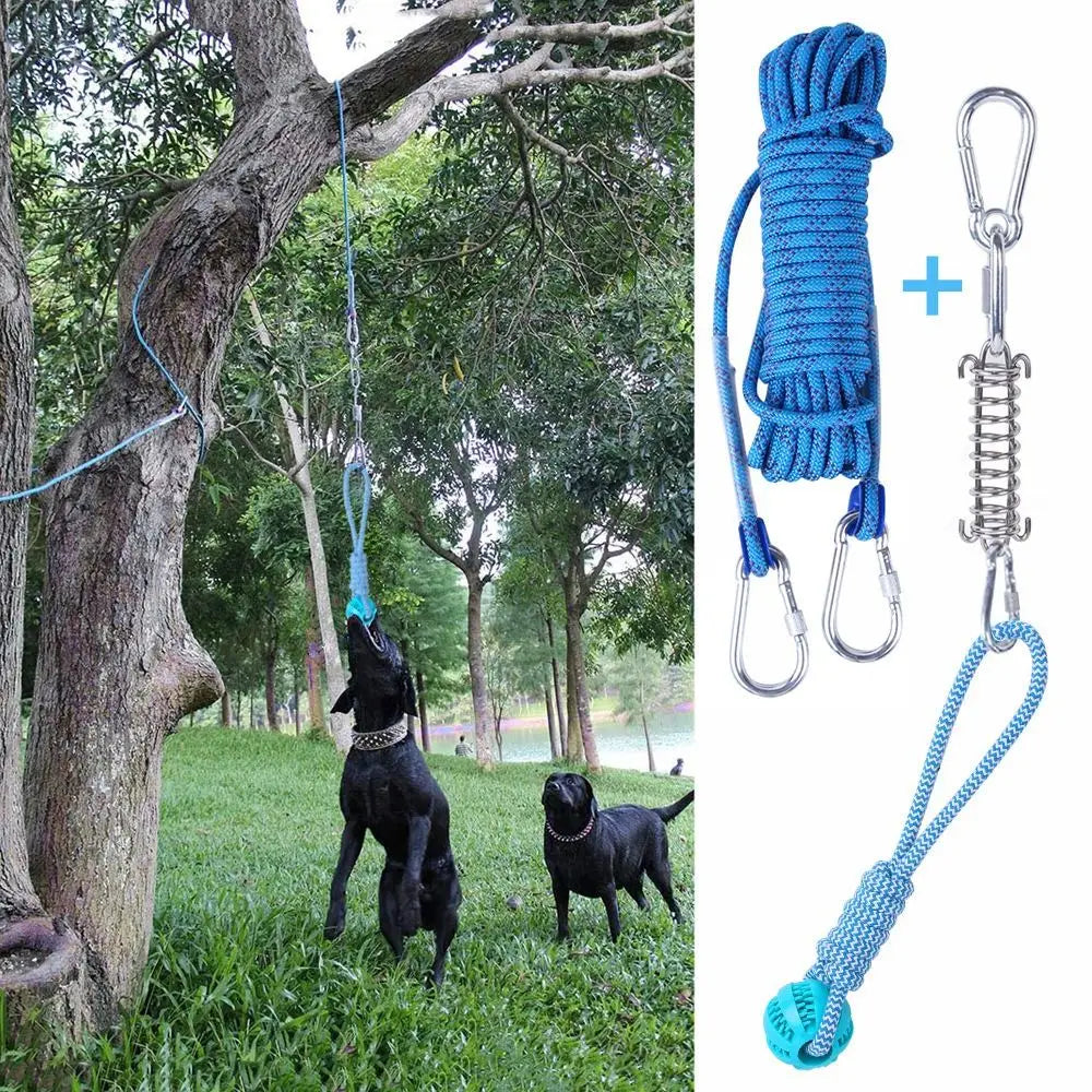 Cotton Rope Dog Spring Pole for Tug and Exercise