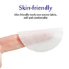 A hand is holding a white, mesh non-woven fabric wipe for pet eye and ear cleaning.