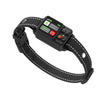 A black GPS dog wireless fence training collar with a strap and electronic display.