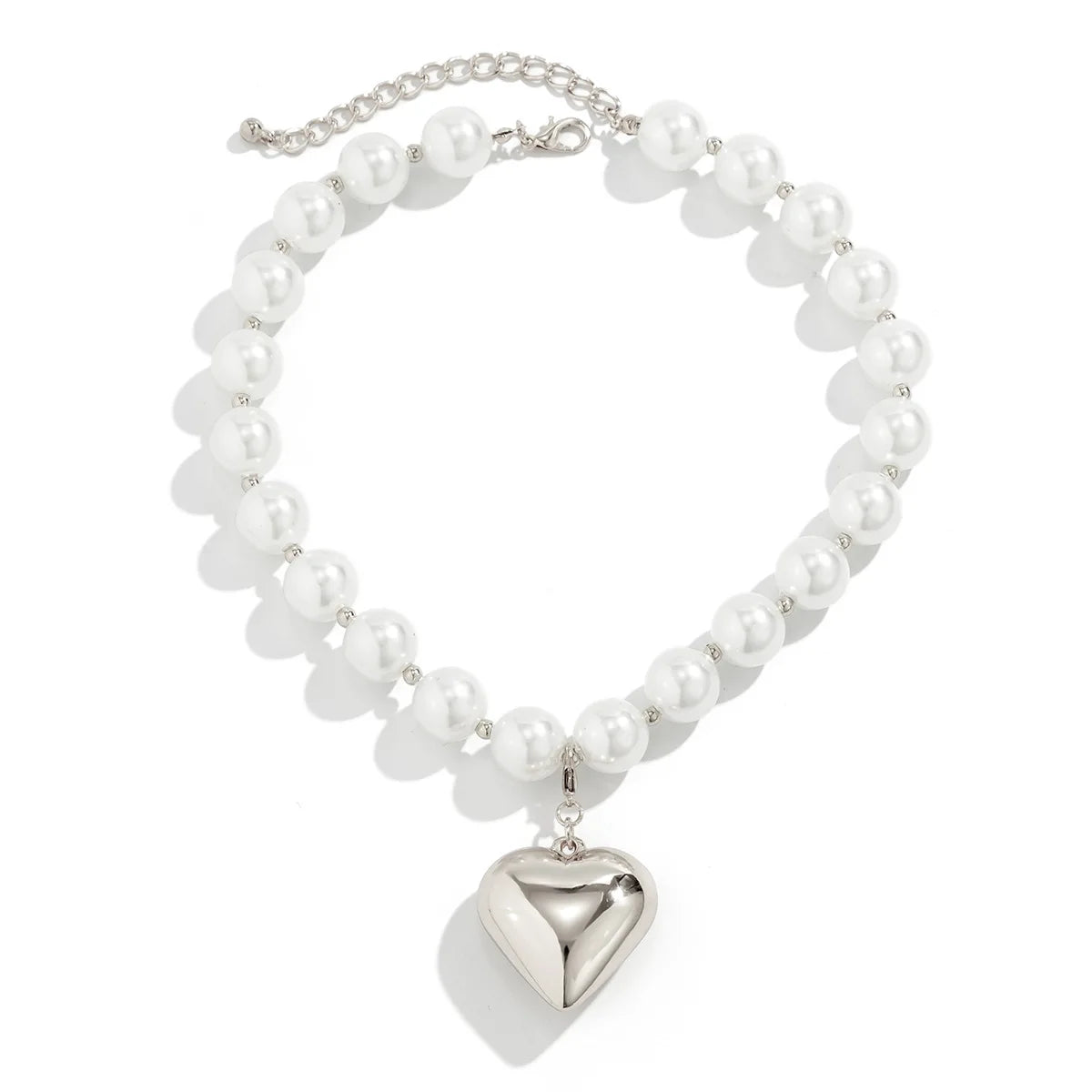 Vintage Pearl Heart Pendant Choker Necklace