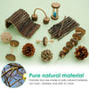 Natural Wood Chewing Toy Set for Small Pets