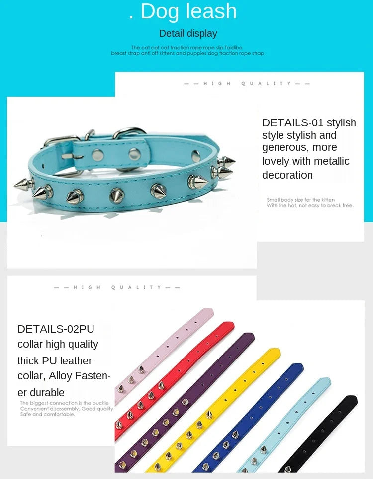Studded PU Leather Dog Collar with Metal Accents