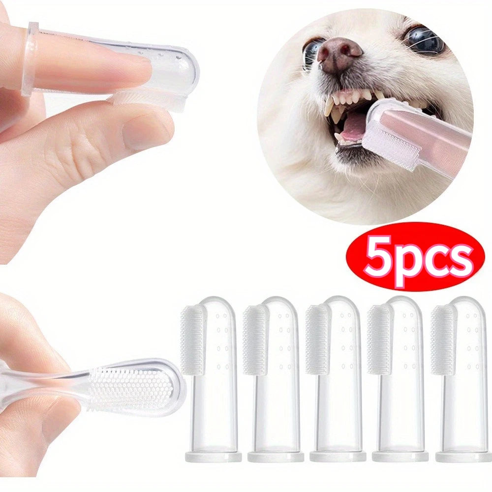 Silicone Finger Toothbrushes for Dogs and Cats - 5 Pack