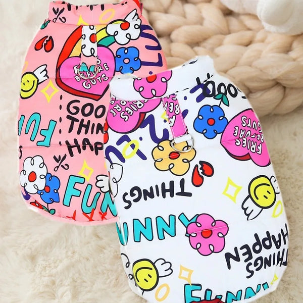 Winter Waterproof Dog Jacket with Luxury Print Coat