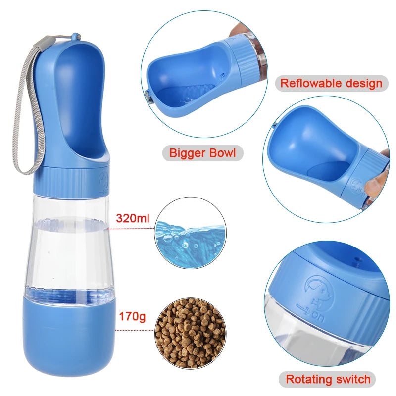 2-in-1 Portable Dog Water Bottle with Food Container