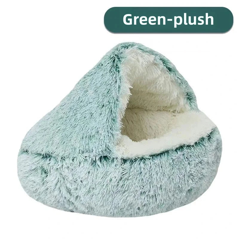 Lit Semi-Ouvert en Peluche pour Chats et Chiens