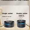 Two automatic pet water fountains, one single outlet and one double outlet, are displayed on a wooden surface.