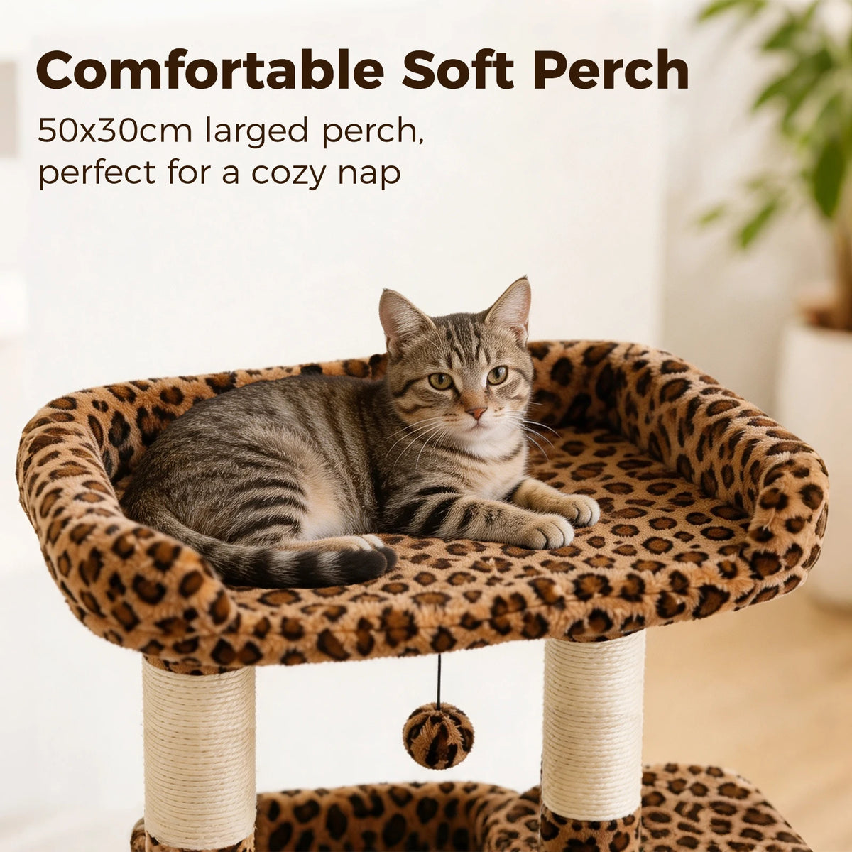Compact Cat Tree Tower with Sisal Scratching Posts and Cozy Perches
