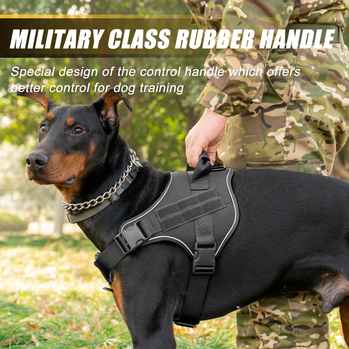 Tactical Dog Harness with Reflective Strips for Training and Outdoor Adventures