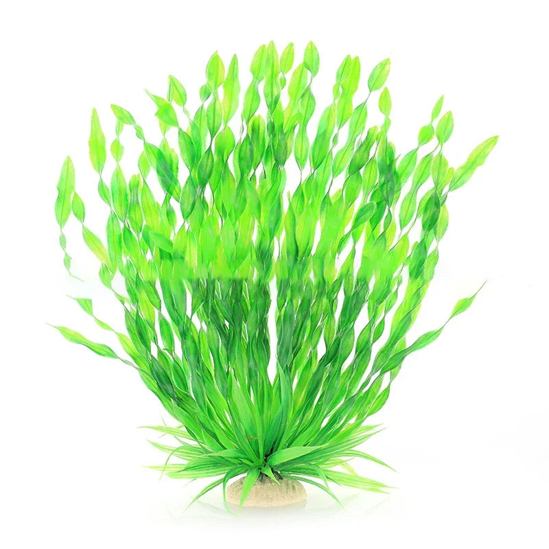 Artificial Aquarium Plants with Ceramic Base – Realistic Green Decor for Fish Tanks