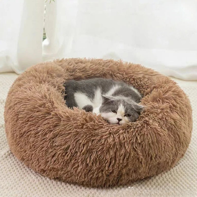 Lit pour animaux en peluche rayé et douillet