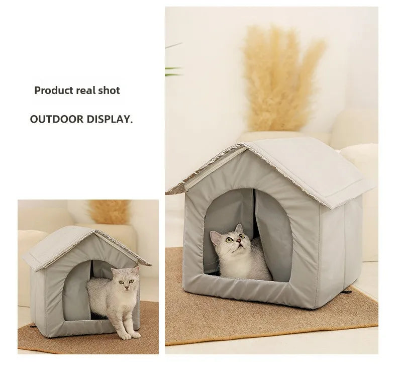 Waterproof Pet Cave Bed for Small Dogs Foldable Outdoor Warm