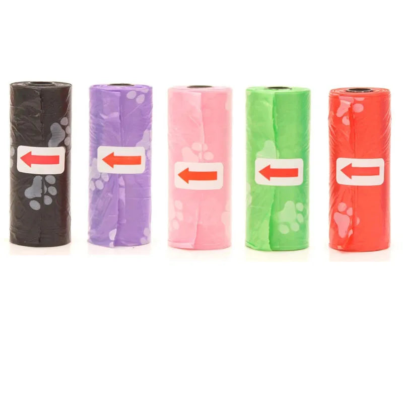 Disposable Dog Waste Bags with Bone-Shaped Dispenser and Leash Clip