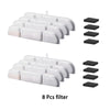 Eight replacement carbon filters for pet water fountains shown in white and black