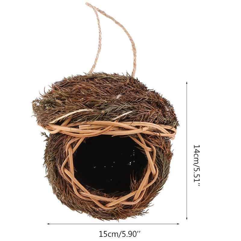 Handwoven Natural Grass Hanging Bird Nest for Small Birds