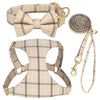 Classic Plaid Dog Collar, Harness & Leash Set with Bowtie