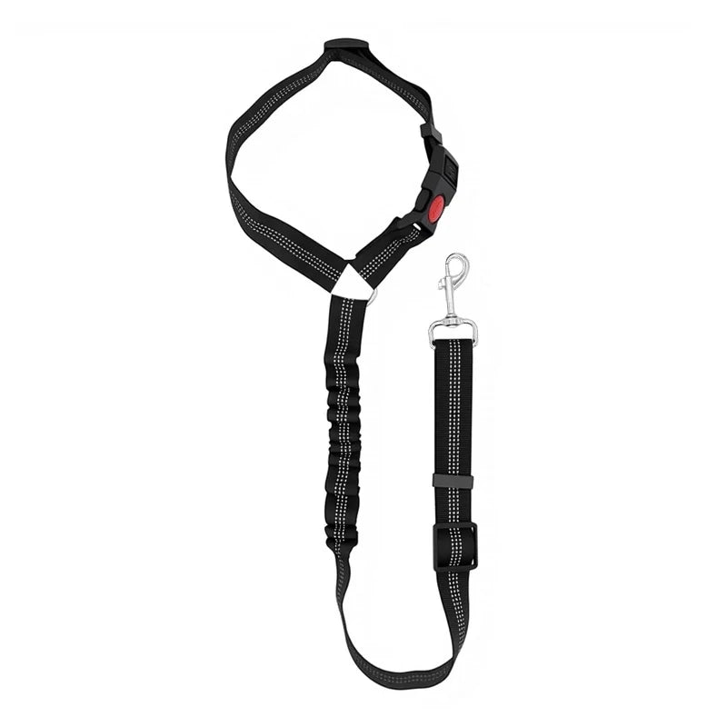 Adjustable Dog Car Seat Belt with Shock-Absorbing Elastic Leash