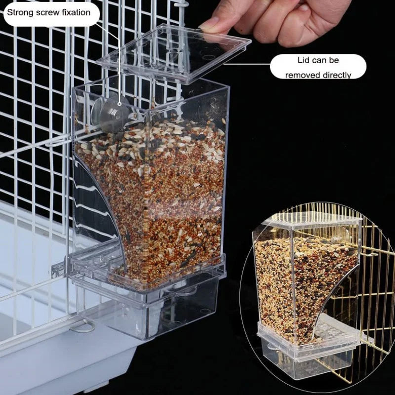 Sauberer Acryl-Vogelfutter- & Tränkespender für Wellensittiche
