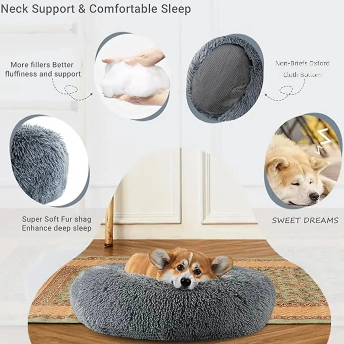 Ultra-Soft Plush Pet Bed for Dogs & Cats