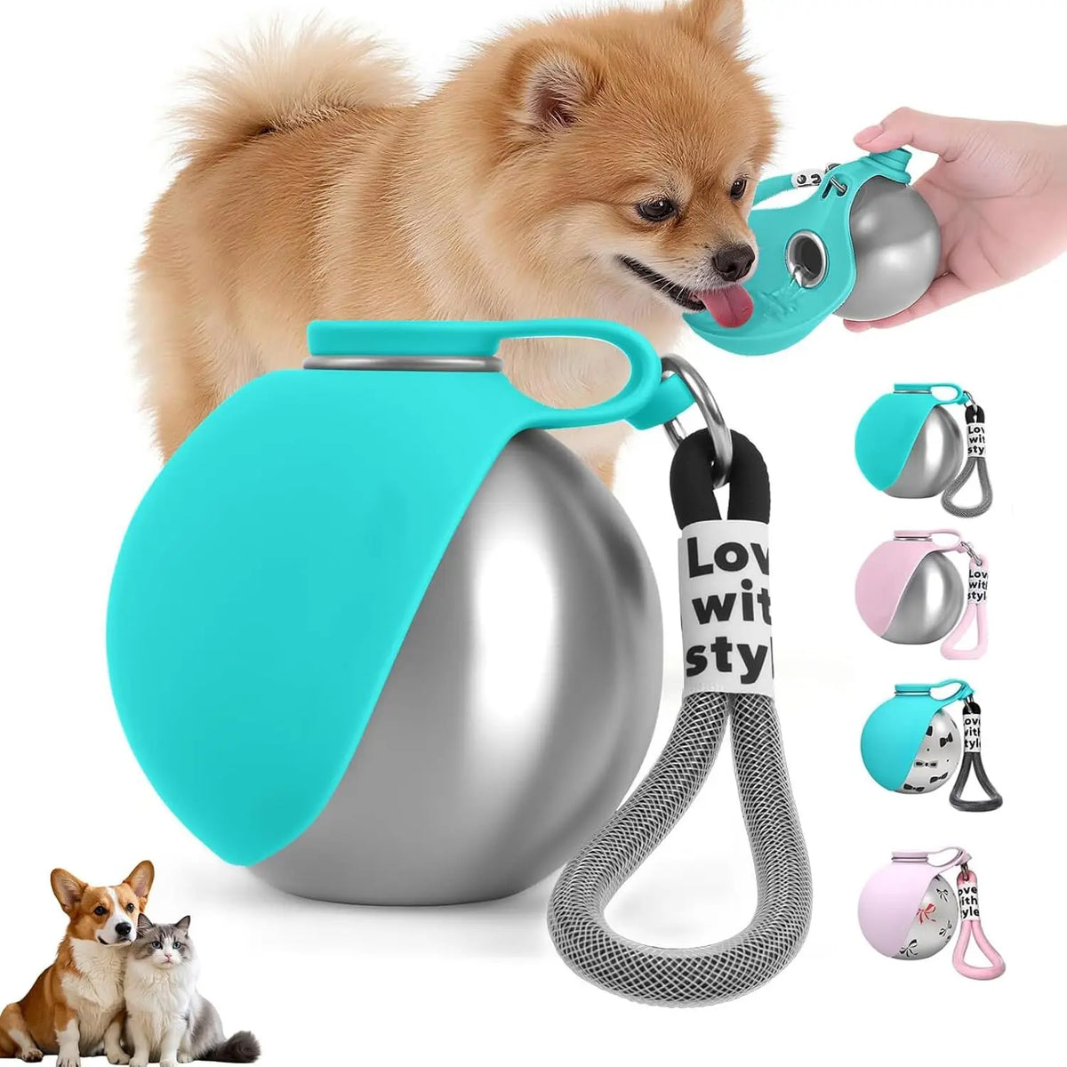 Portable 2-in-1 Dog Drinking Bottle with Collapsible Silicone Bowl