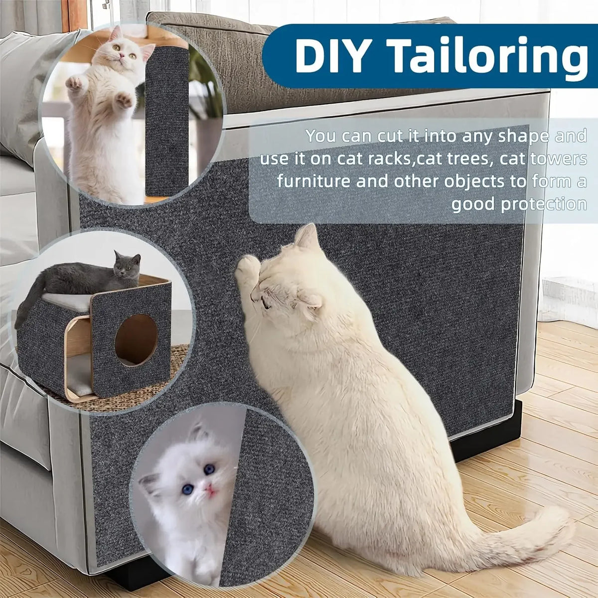 Self-Adhesive Cat Scratch Protection Mat for Furniture