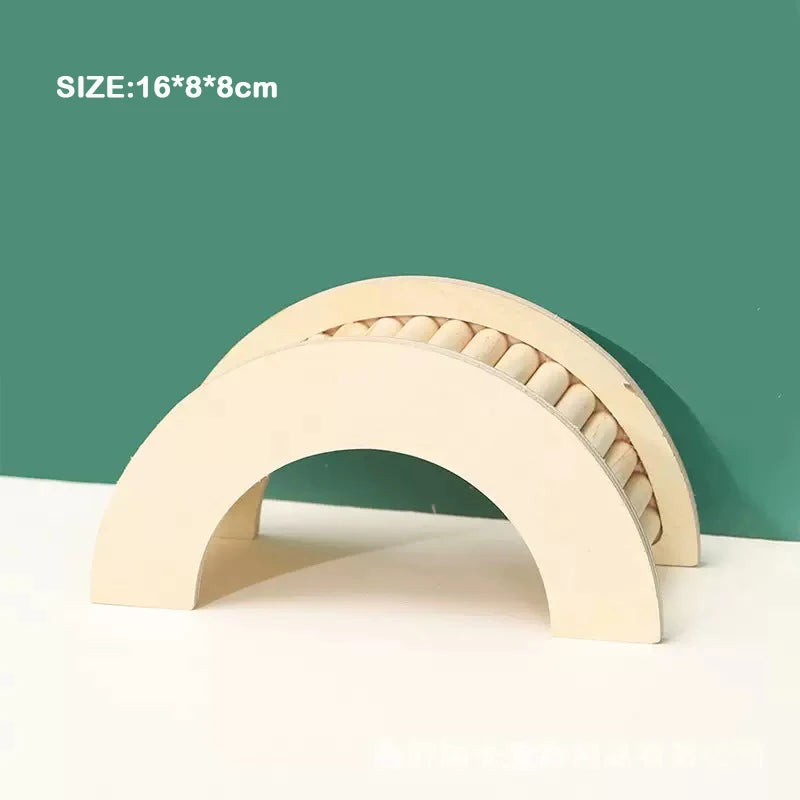 L-Shaped Wooden Hamster Platform with Stairs