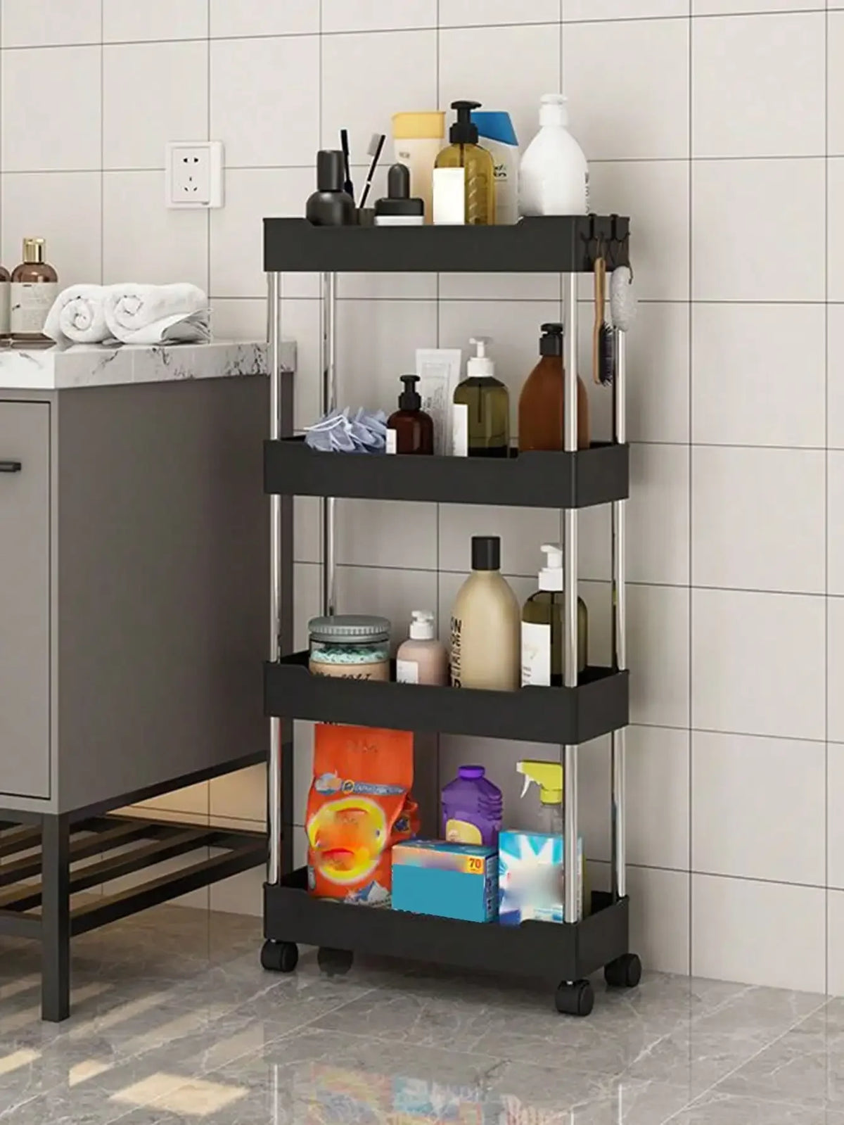 Rolling Utility Storage Cart with 3/4 Tiers